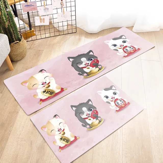 【半島良品】新年頂級防油防滑皮革新年地墊45x75cm+45x150cm(止滑 防水 免打理 回彈 可愛)