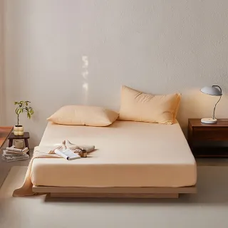 【日禾家居】100%純棉素色床包枕套組or被套(單/雙人/加大 任選)