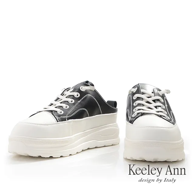 【Keeley Ann】免綁帶厚底穆勒休閒鞋(黑色524942110-Ann系列)