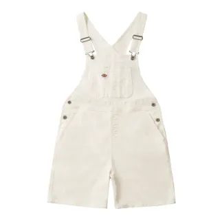 【Dickies】女款米白色石磨洗帆布多口袋設計休閒吊帶短褲｜DK0A87TEC48