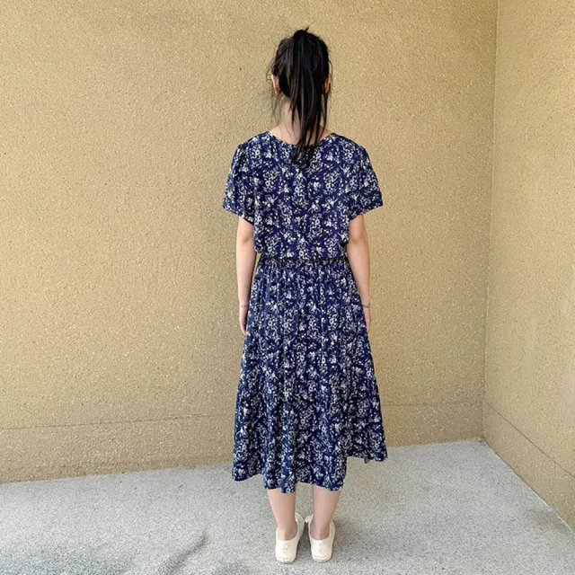 【Hana Mokuba】花木馬日系女裝V領碎花綁帶休閒洋裝(洋裝)