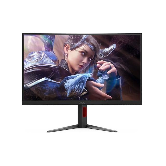 AOC C27G4Z 27吋曲面 VA 面板電競螢幕，採用 280Hz 超高更新頻率與 0.3ms 極速反應時間，完美適合電競遊戲玩家追求流暢畫面。Full HD 1920x1080 解析度、4000:1 高對比與 300 cd/m² 亮度，提供沉浸式曲面全景視覺體驗。支援 HDR、抗藍光、零閃屏與 Adaptive-Sync 技術，兼顧護眼健康與辦公追劇需求。廣視角 178°、NTSC 108% 廣色域，窄邊框設計輕巧 5.44kg，VESA 壁掛相容，三年保固，電競必買入門款！
