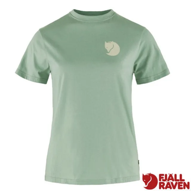 【Fjallraven】小狐狸 女 Fox Boxy Logo 輕量吸濕彈性透氣有機棉短袖圓領衫.休閒T恤(87153-674 霧綠)