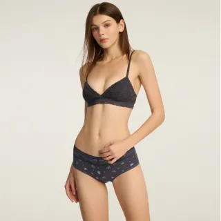 【Anden Hud】XXL 夢境花園．窄版V蕾絲高腰三角內褲(夜幕紫-星光蝴蝶)