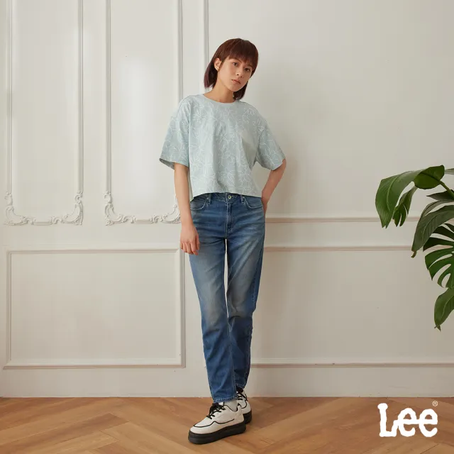 【Lee】女裝 牛仔褲 / 涼感 413 高腰標準小直筒 九分褲 中藍洗水 JADE::AIR系列(LB517047930)