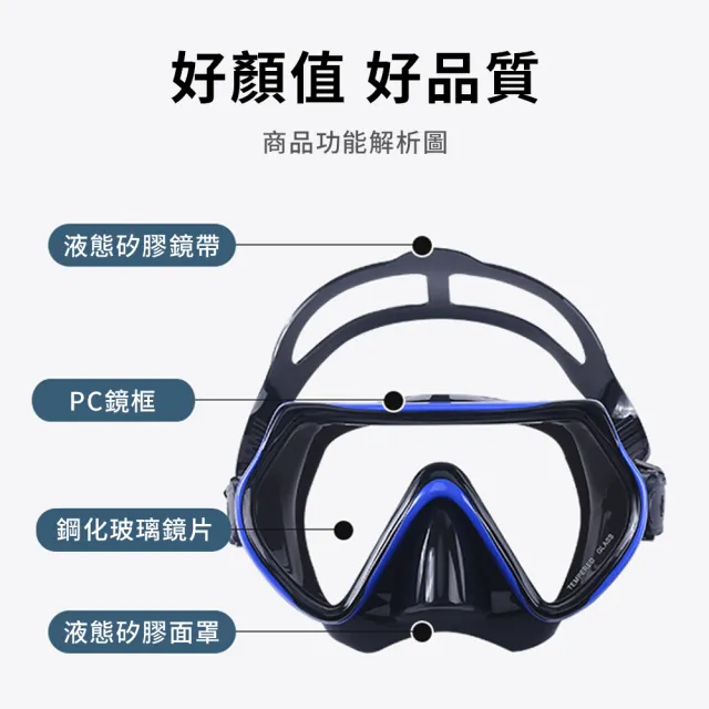 【Friyu】成人潛水鏡 大框高清防霧抗UV 蛙鏡 游泳護目鏡 專業潛水面罩 舒適密封防漏泳鏡