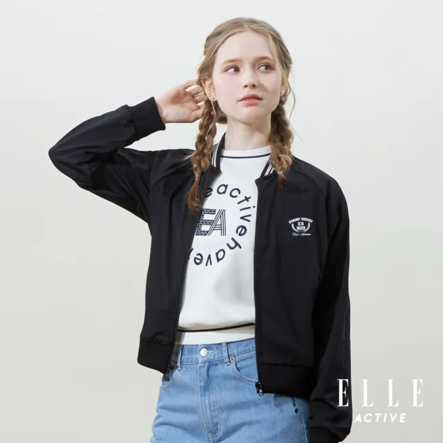 【ELLE ACTIVE】女款 冰絲涼感輕薄外套-黑色(EA25S2W6102-99)