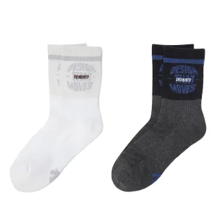 【DESCENTE】迪桑特  基本款印花中筒襪 中性 運動襪(黑色/白色)