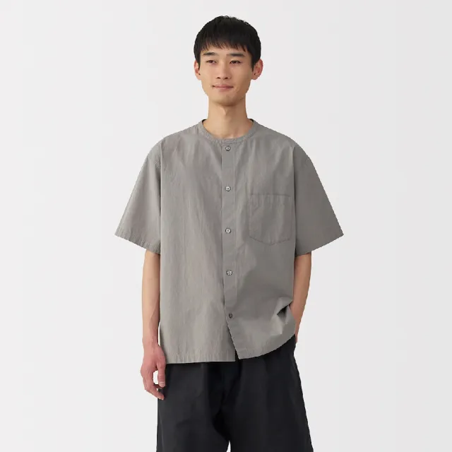 【MUJI 無印良品】男涼感無領短袖襯衫(共5色)