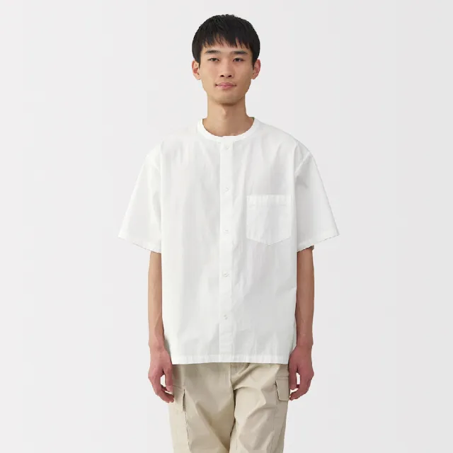 【MUJI 無印良品】男涼感無領短袖襯衫(共5色)