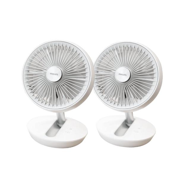 【Philips 飛利浦】超值2入組-迷你行動循環摺疊風扇 15H無線續航/多角度調節/輕音省電(ACR2124DX)