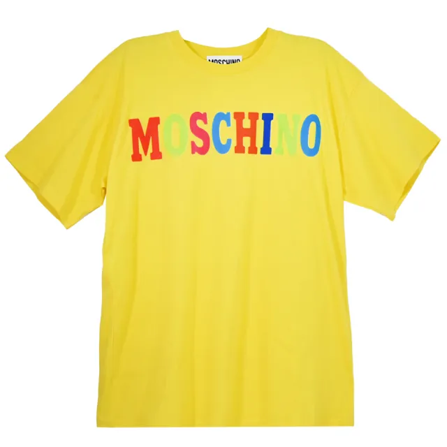 【MOSCHINO】簡約品牌英文LOGO字樣夏日風格棉質短T恤(黃)
