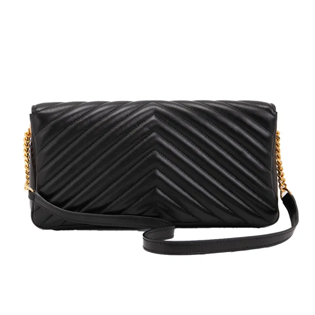 【YSL】KATE 99絎縫鏈帶手提/肩背包(金字-黑色)
