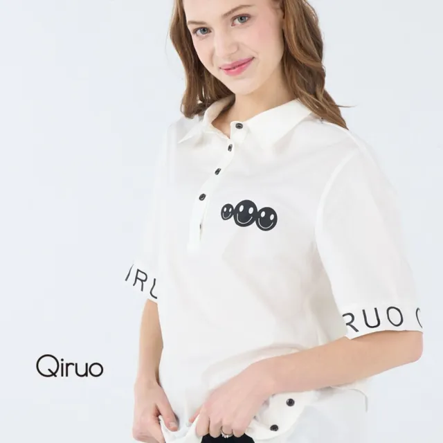 【Qiruo 奇若名品】前短後長排扣襯衫 白色短袖雙層造型襯衫3003A