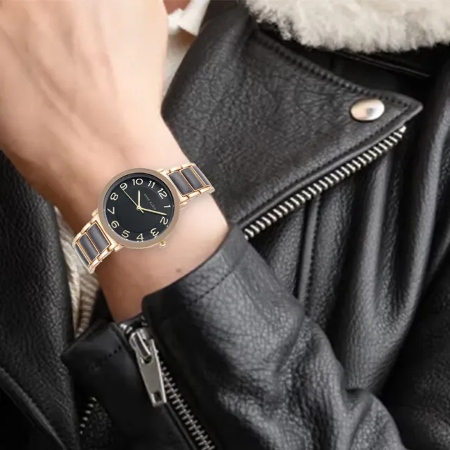 【ANNE KLEIN】AK-3920BKGB 大數字 時標 經典 簡約 不鏽鋼 石英錶