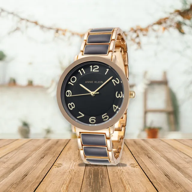 【ANNE KLEIN】AK-3920BKGB 大數字 時標 經典 簡約 不鏽鋼 石英錶