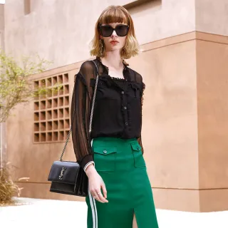 【mia mia】純絲微透V領上衣