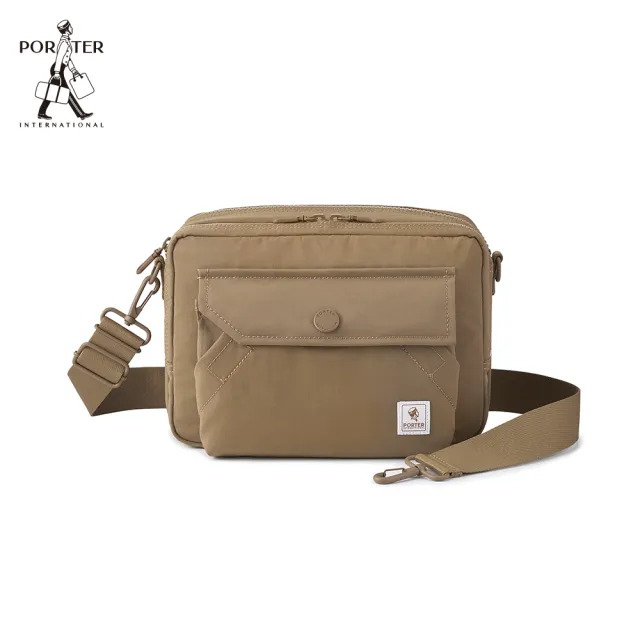 【PORTER INTERNATIONAL】精粹休閒LAPSE雙層斜背包(駝棕)