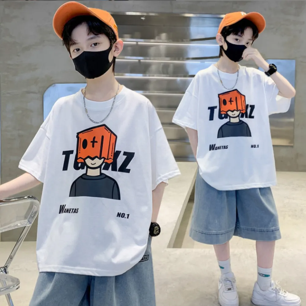 【UniKids】中大童裝短袖T恤 紙箱男孩上衣 男大童裝女大童裝VPTGXZ9868(白 黑)
