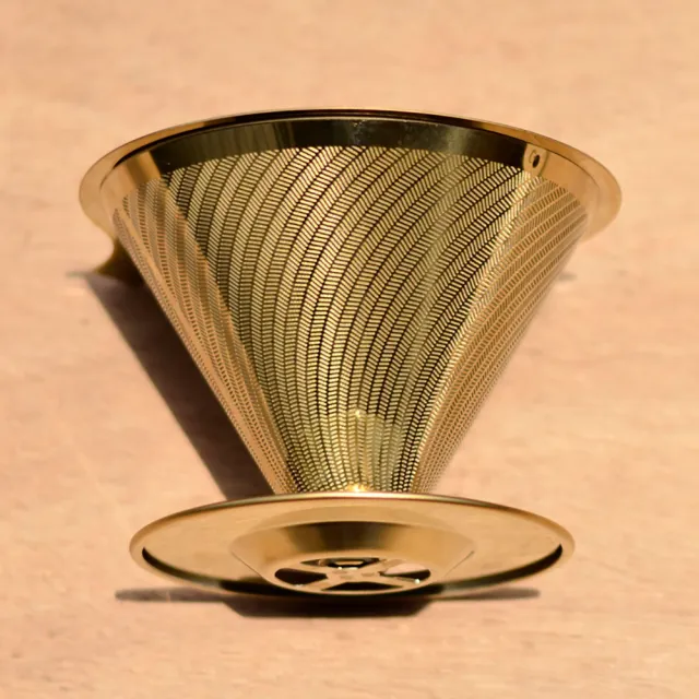 【Driver】鈦黃金流速濾杯 2-4cup(極細目濾網 咖啡濾杯 不鏽鋼濾杯 咖啡器具 手沖咖啡)