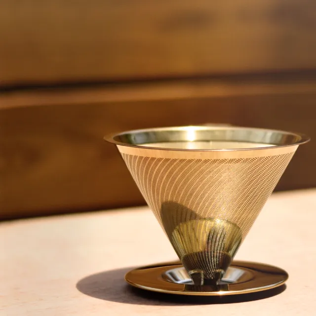 【Driver】鈦黃金流速濾杯 1-2cup(極細目濾網 咖啡濾杯 不鏽鋼濾杯 咖啡器具 手沖咖啡)