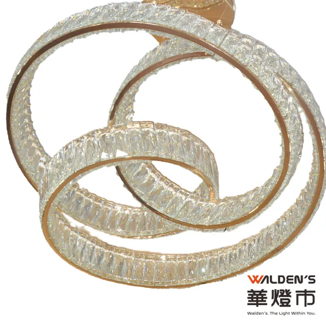 【華燈市】全智能柏金光環LED 62W水晶遙控調光調色直式吊燈(直徑60CM 附遙控器 全電壓)