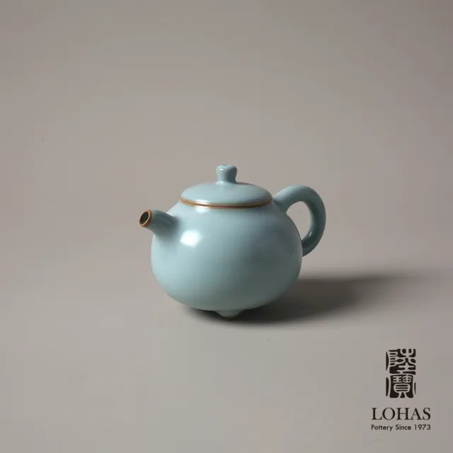 【LohasPottery 陸寶】汝窯三足壺-汝窯天青色(汝窯藏器 泡茶壺 茶具 精緻禮盒 禮品/禮物/收藏)