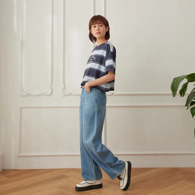 【Lee】女裝 牛仔褲 / 428 高腰舒適直筒 中藍洗水(LB517057893)