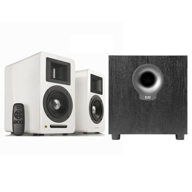 【AIRPULSE】A100 PLUS鋼烤白+ELAC S10.2(雙聲道主動式音箱+10吋重低音喇叭)