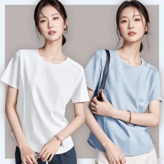 【LANNI 藍尼】★絲光棉魚骨線修身素面T(女上衣/百搭/圓領/T恤)