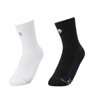【DESCENTE】迪桑特 中性 透氣中筒襪 運動襪(白色/黑色)