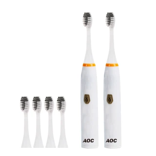【AOC 愛德華】電池式超聲波智能電動牙刷/共附三個刷頭/共二組(成人/兒童/震動/牙刷/牙齒)