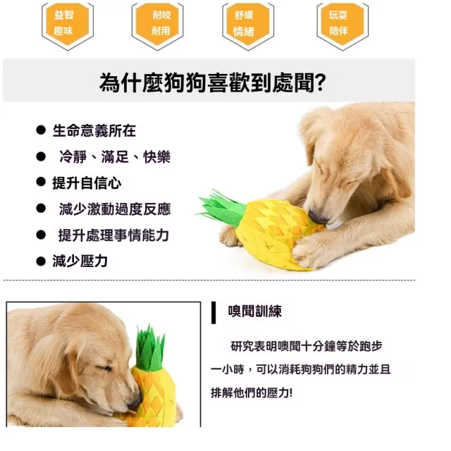 【May shop】鳳梨嗅聞寵物玩具藏食益智毛絨狗狗玩具發聲磨牙解悶(耐咬可愛玩具)