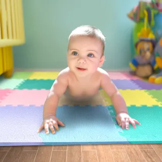 【MOMOTARO 桃太郎地墊】台灣製清新馬卡龍加厚1CM時尚64CM無毒防滑巧拼地墊-13色可選-附邊條(6片/約0.7坪)