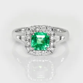【似曾國際珠寶】現貨 IGI 0.85克拉 14K白金 Square Emerald Cut 哥倫比亞祖母綠戒指(天然哥倫比亞祖母綠)