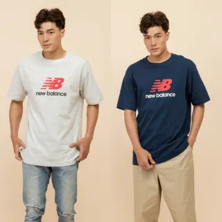 【NEW BALANCE】NB 撞色NB短袖上衣_男性_深藍/淺灰_MT51500AHH_MT51500NNY(美版 版型偏大)