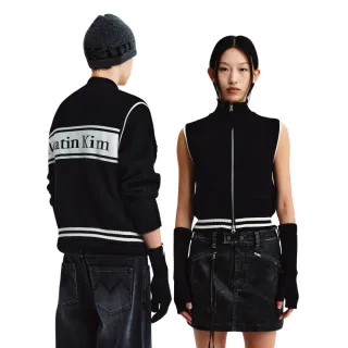 【MATIN KIM】官方旗艦 條紋針織背心(黑色)