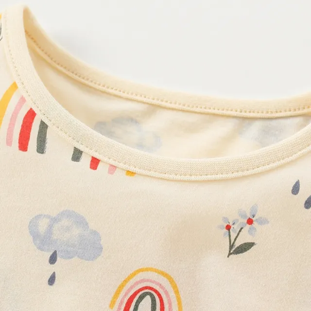 【橘魔法】彩虹太陽花長版上衣(短袖上衣 棉T 娃娃衫 女童 兒童 童裝)