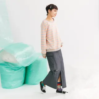 【Dailo】可愛刺繡多口袋仿牛仔直筒長裙(藍 灰)