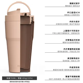 【WOKY 沃廚】買1送1_二代渾圓杯 雙層陶瓷款750ml-附矽膠粗吸管(隨行杯/吸管杯/保溫杯/保溫瓶)