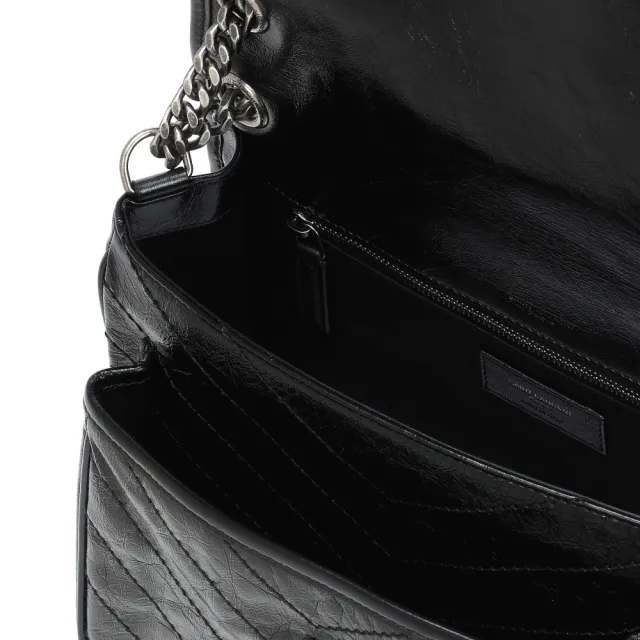 【YSL】全新福利品 SAINT LAURENT Medium Niki 中款 銀鍊 翻蓋 斜背包 肩背包 黑色