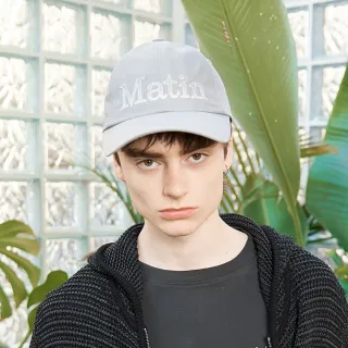 【MATIN KIM】官方旗艦 漸層刺繡LOGO尼龍棒球帽(灰色)