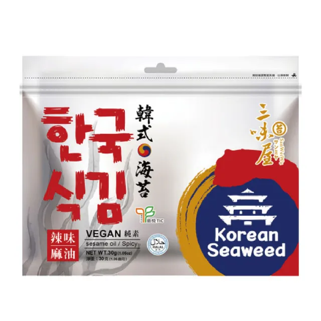 【三味屋】韓式 麻油 海苔 辣味 30gx20包/組(雙潔淨標章)