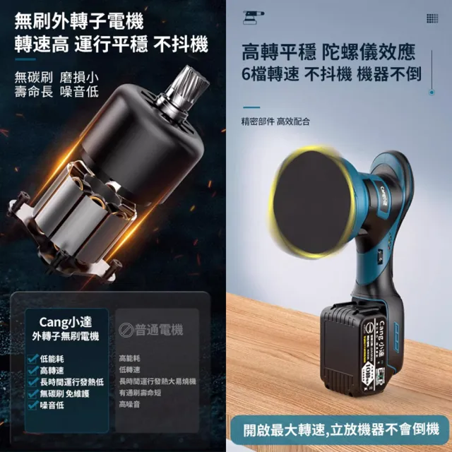 【小達】拋光機 無刷打蠟機 DA偏心機（十節兩電+座充）(果凍感必備真正強壓不停/六檔調速帶電量顯示)