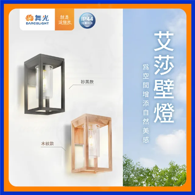 【DanceLight 舞光】單入 艾莎壁燈 E-2378 木紋款 戶外壁燈 高質感壁燈 E27燈座(附贈復古金絲燈1顆)