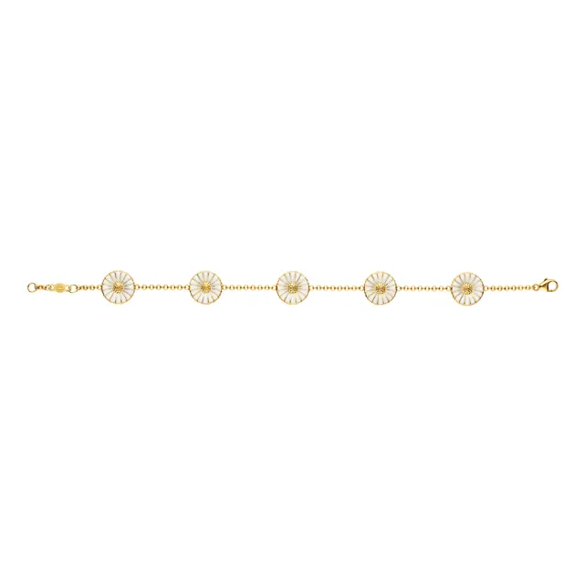 【Georg Jensen 官方旗艦店】DAISY 手鍊 - momo獨家款(18K黃金電鍍純銀 白瓷琺瑯)