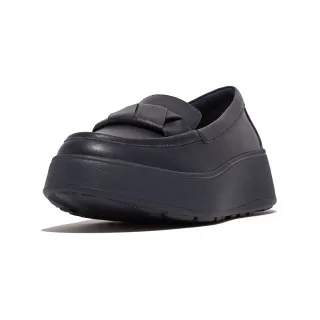 【FitFlop】F-MODE FOLDED-LEATHER FLATFORM LOAFERS摺疊造型厚底樂福鞋-女(午夜藍)