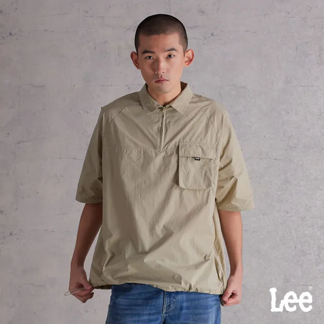 【Lee】男裝 短袖T恤 / 拉鍊開襟 共2色 季節性版型(LB502027169 / LB502027K11)