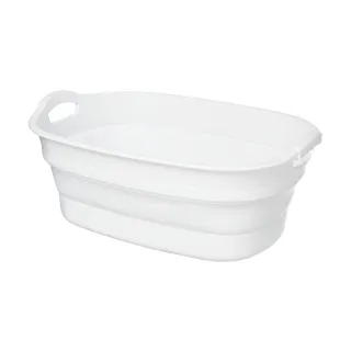 【ISETO 伊勢藤】日製橢圓形多功能伸縮折疊式水桶/寵物浴盆-23L-2色可選(洗臉盆/摺疊盆/洗衣盆/摺疊水桶)