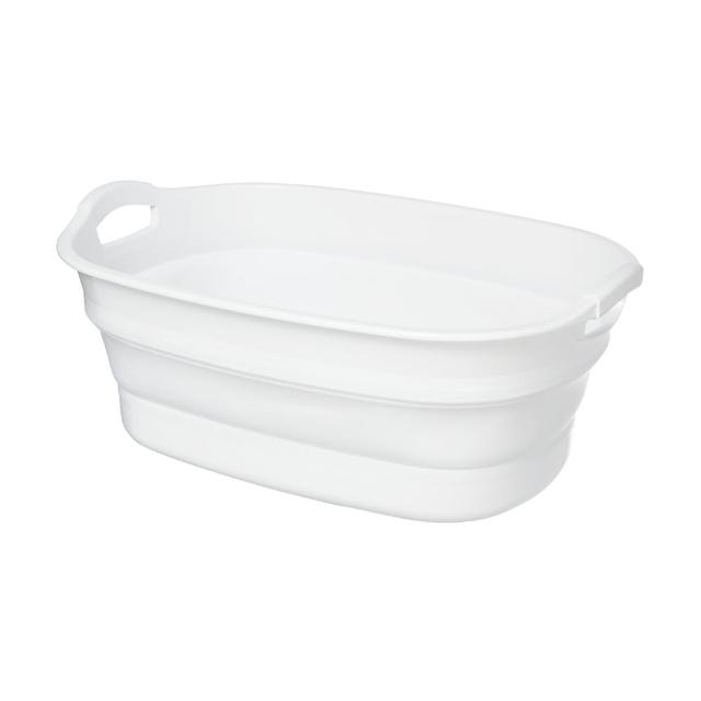 【ISETO 伊勢藤】日製橢圓形多功能伸縮折疊式水桶/寵物浴盆-23L-2色可選(洗臉盆/摺疊盆/洗衣盆/摺疊水桶)